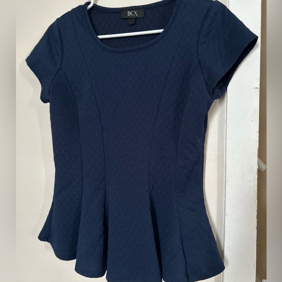 BCX Navy Blue Women's Peplum Top - Picture 2 of 3